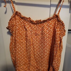 Copper Key Orange Diamond-Print Spaghetti Strap Camisole